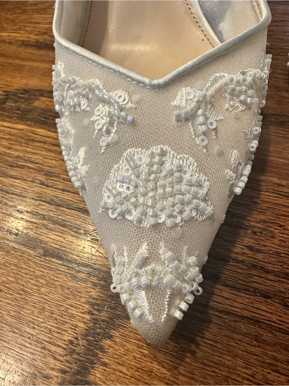 Embroidered Slingback Evening Pump in Ivory - Picture 8 of 16